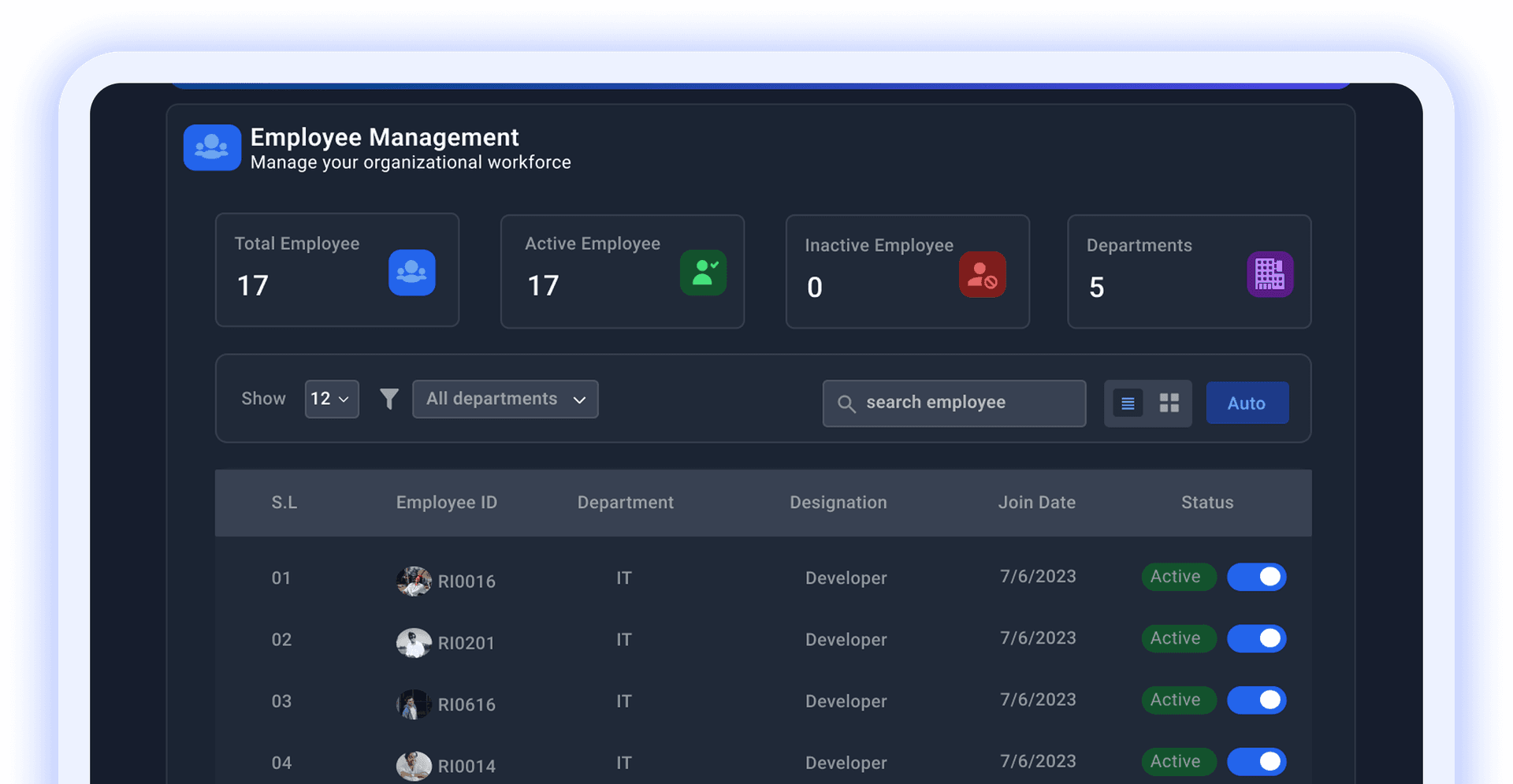 Employee data management in Human Maximizer