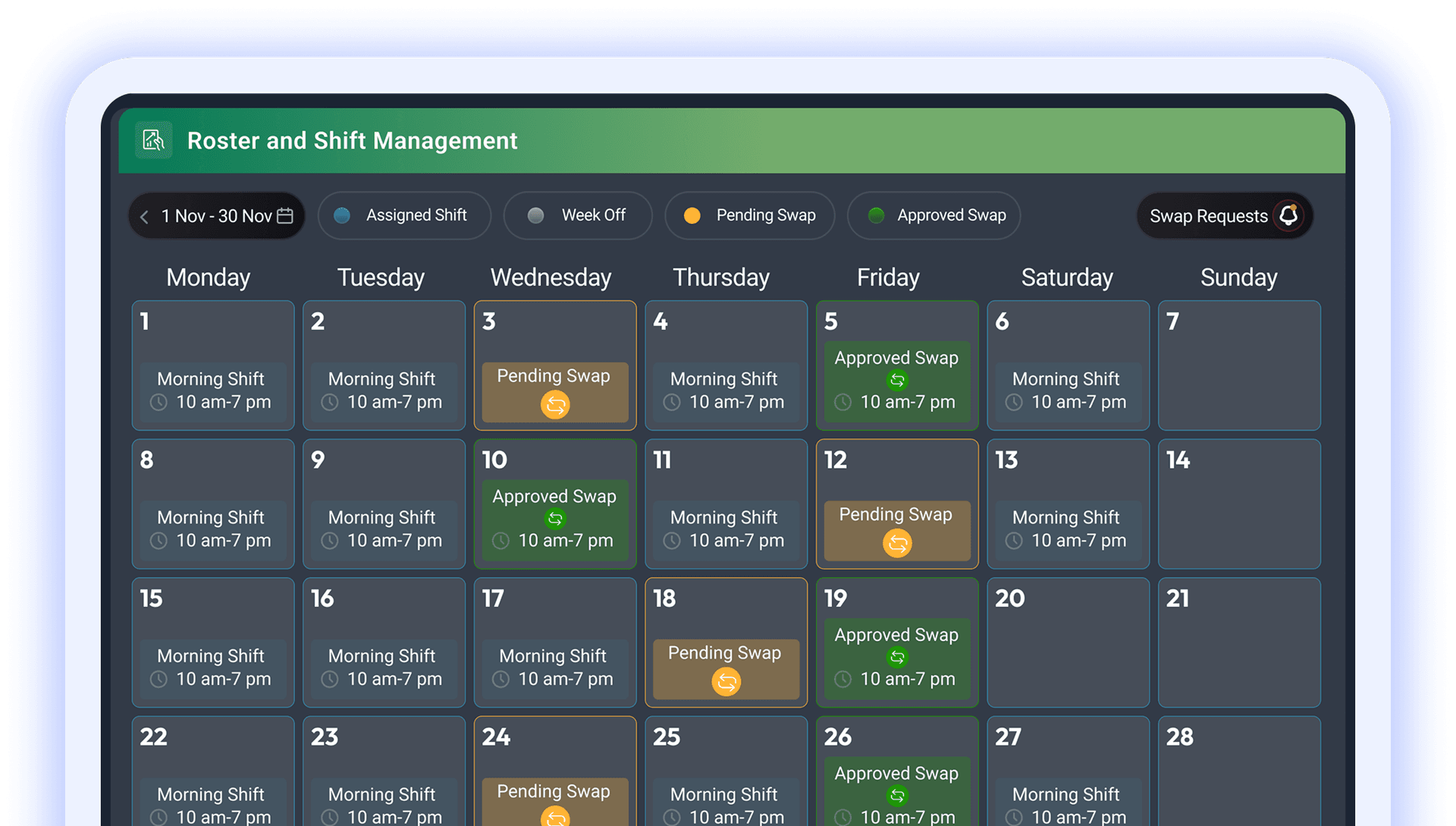 Payroll dashboard showing payslips and employee summary
