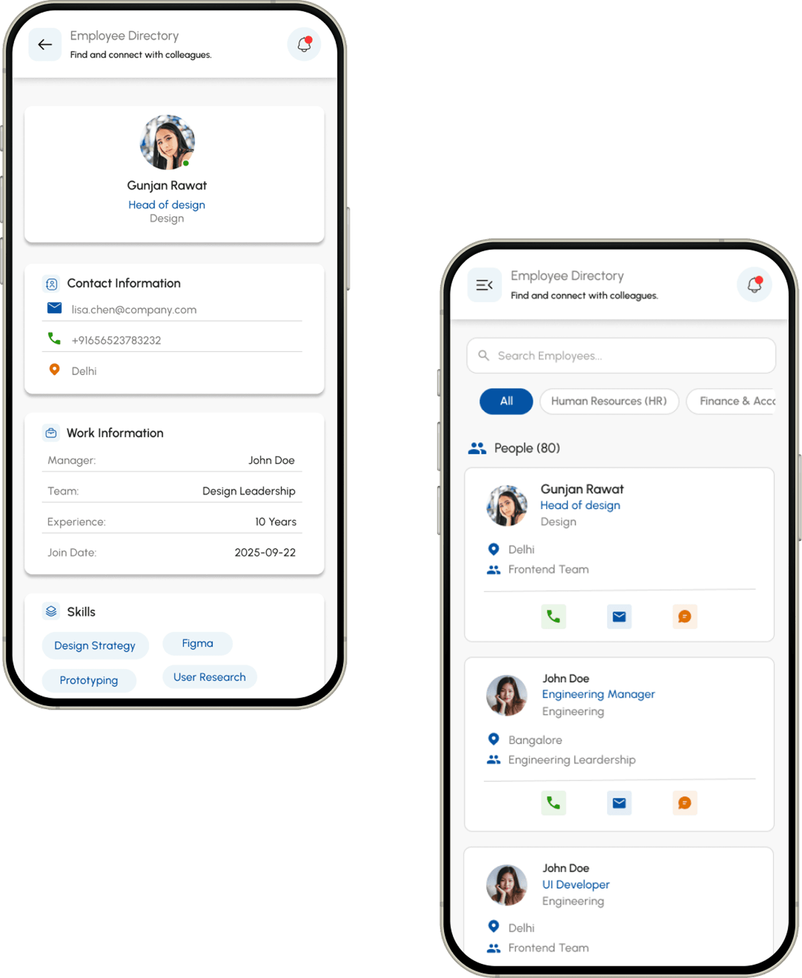 Human Maximizer mobile experience for viewing the organisation chart on the go