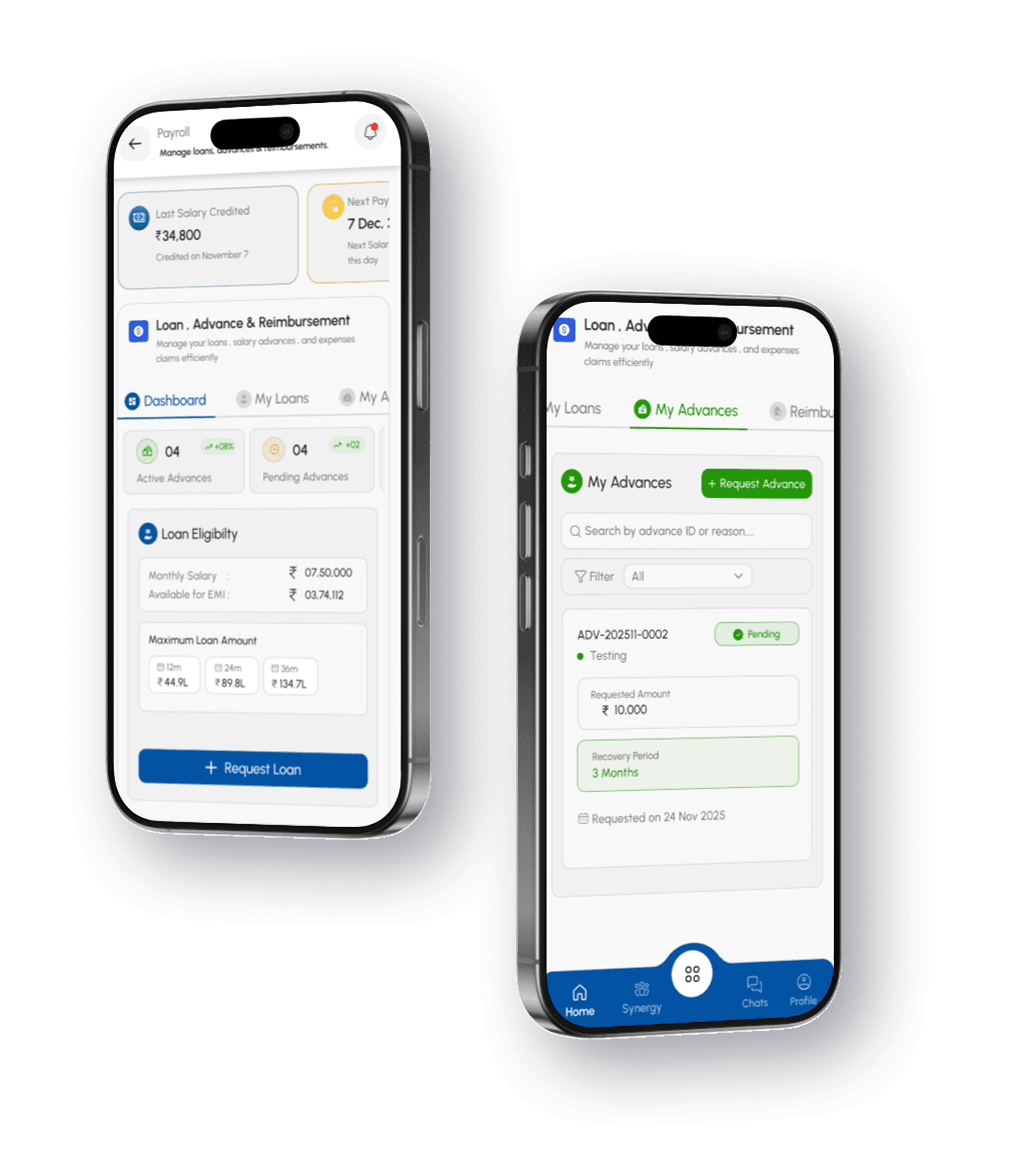 Payroll dashboard with summary charts and department salary breakdown