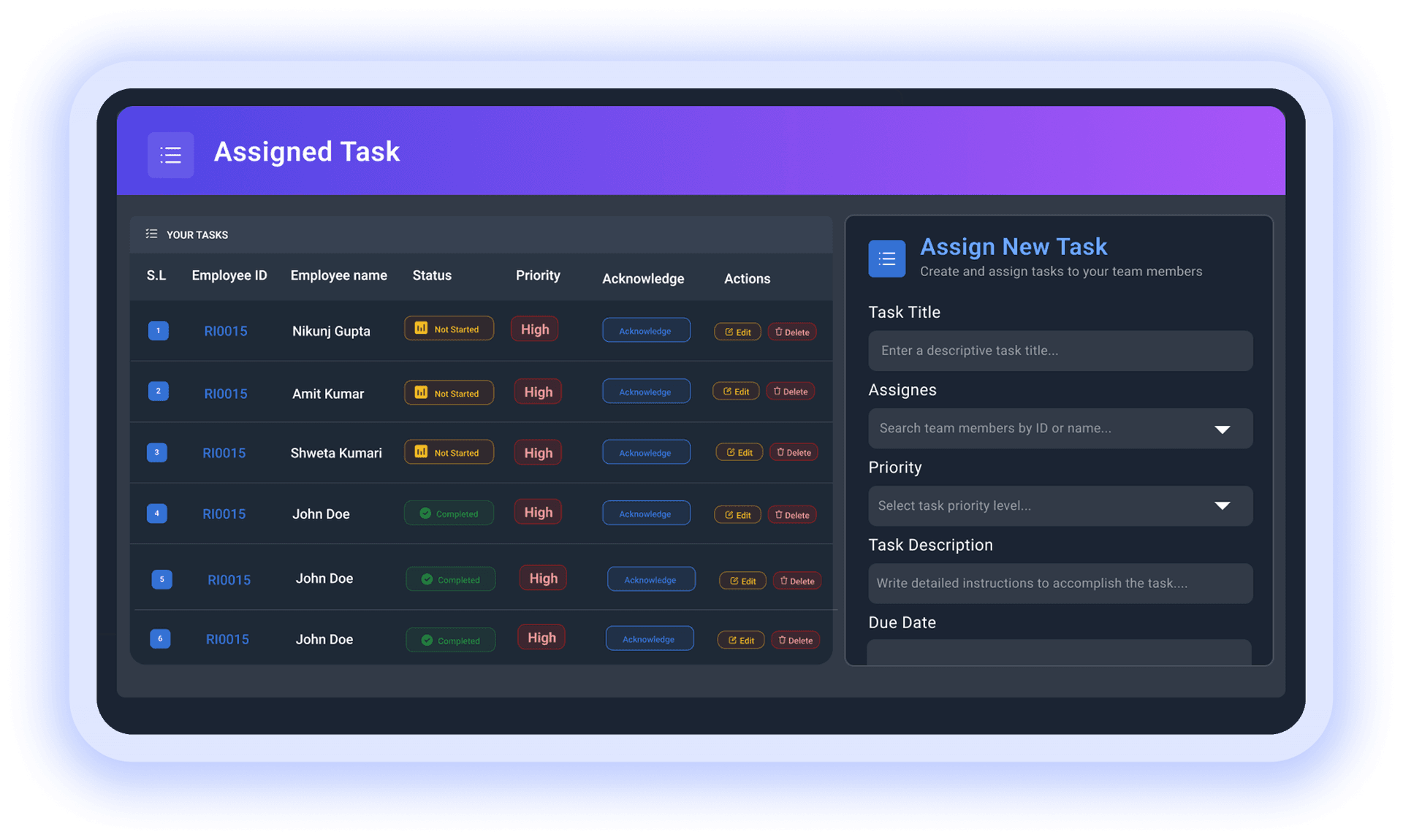 Payroll dashboard with summary charts and department salary breakdown